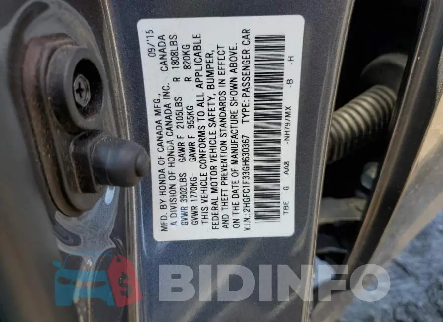 2HGFC1F33GH630367 Photo# 12