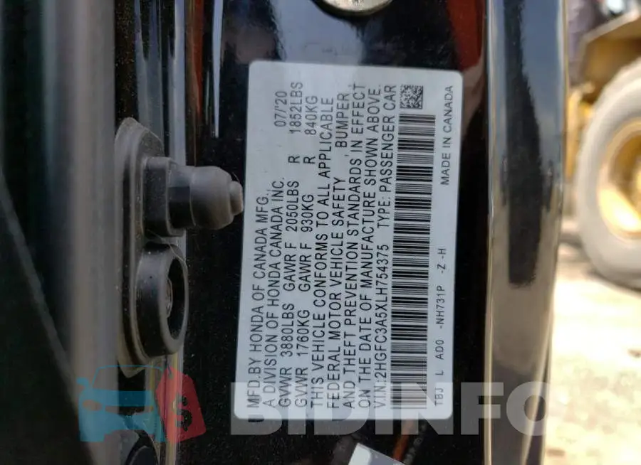 2HGFC3A5XLH754375 Photo# 12