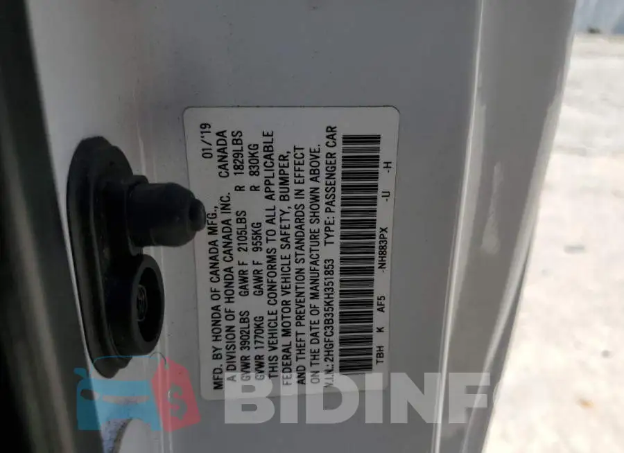 2HGFC3B35KH351853 Photo# 12