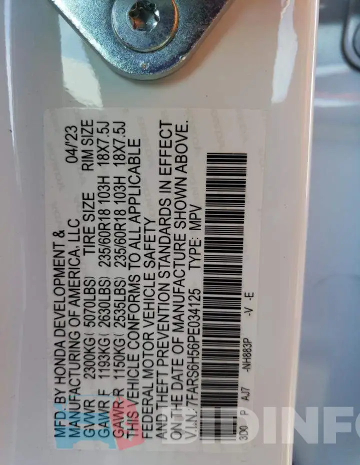7FARS6H56PE034125 Photo# 13