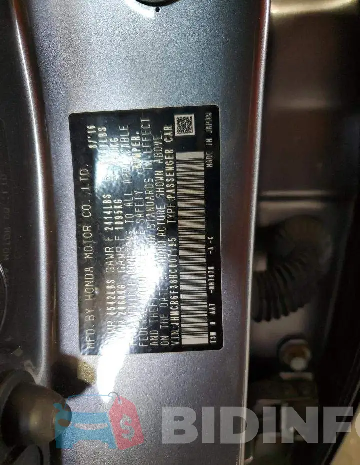 JHMCR6F38HC007195 Photo# 12