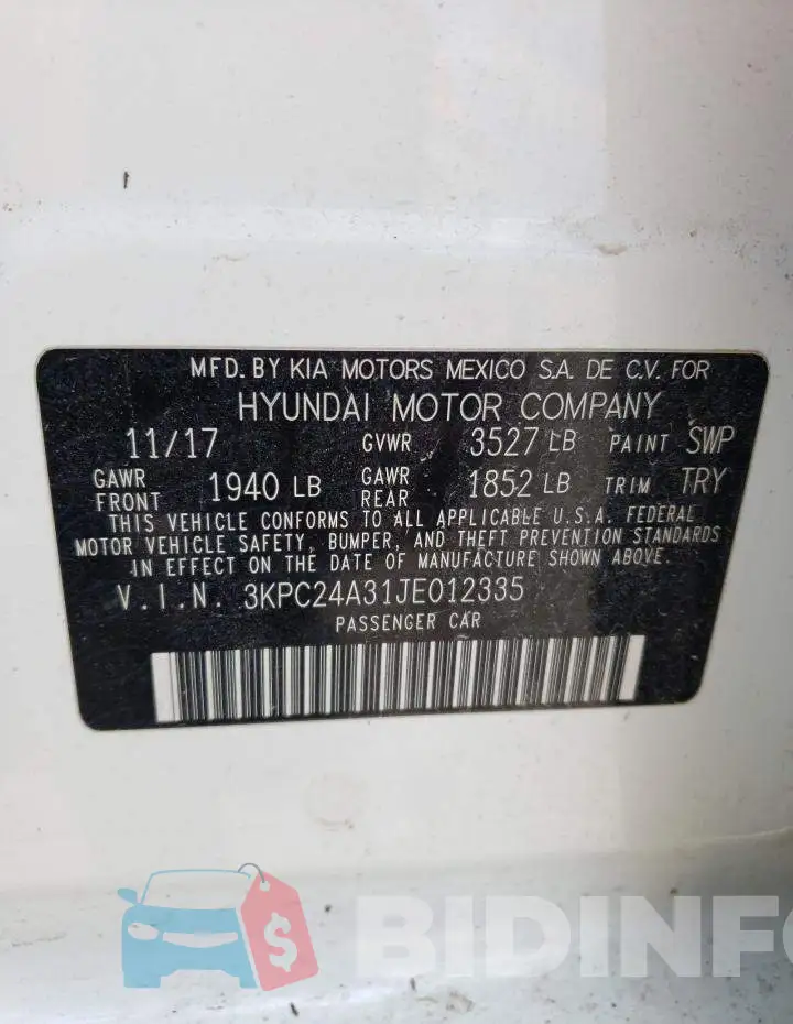 3KPC24A31JE012335 Photo# 12