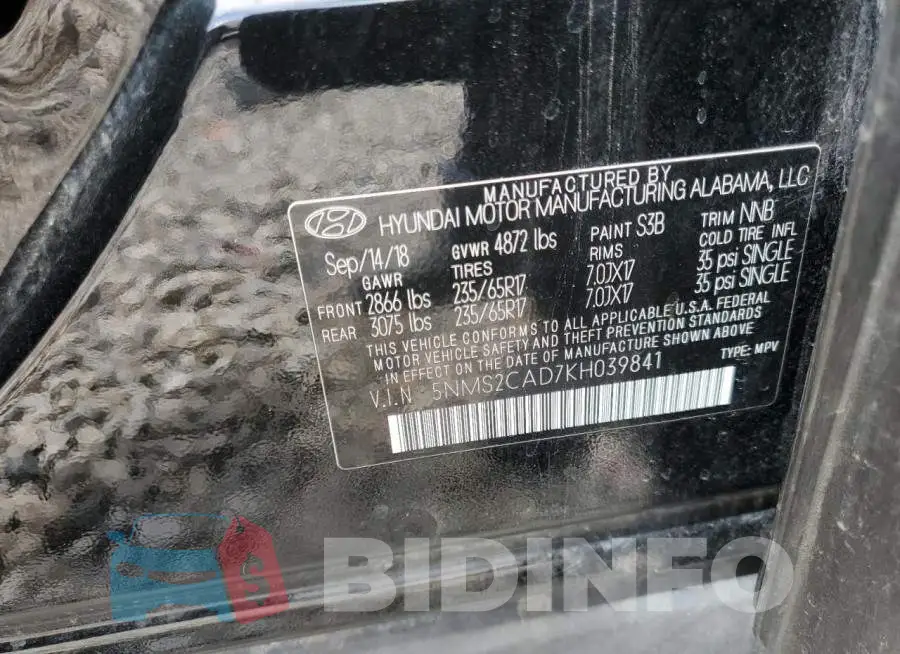 5NMS2CAD7KH039841 Photo# 12