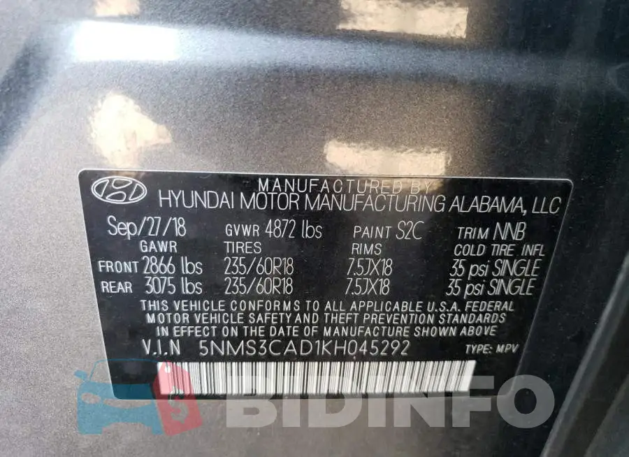 5NMS3CAD1KH045292 Photo# 13