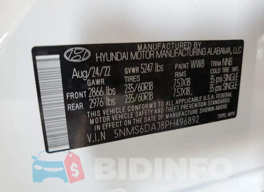 5NMS6DAJ8PH496892 Photo# 12
