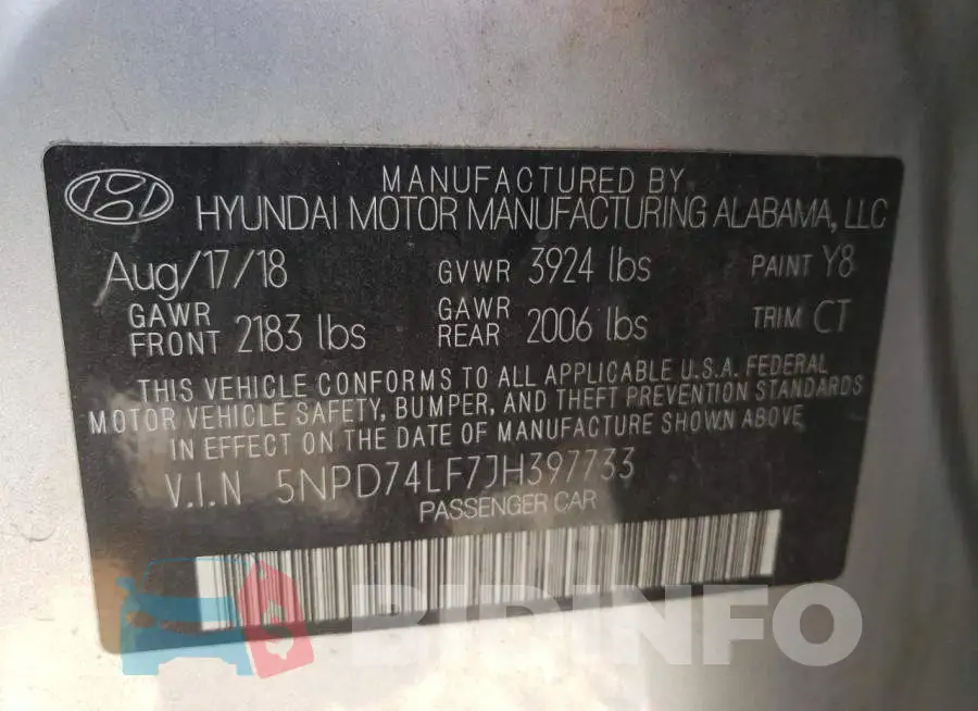 5NPD74LF7JH397733 Photo# 13