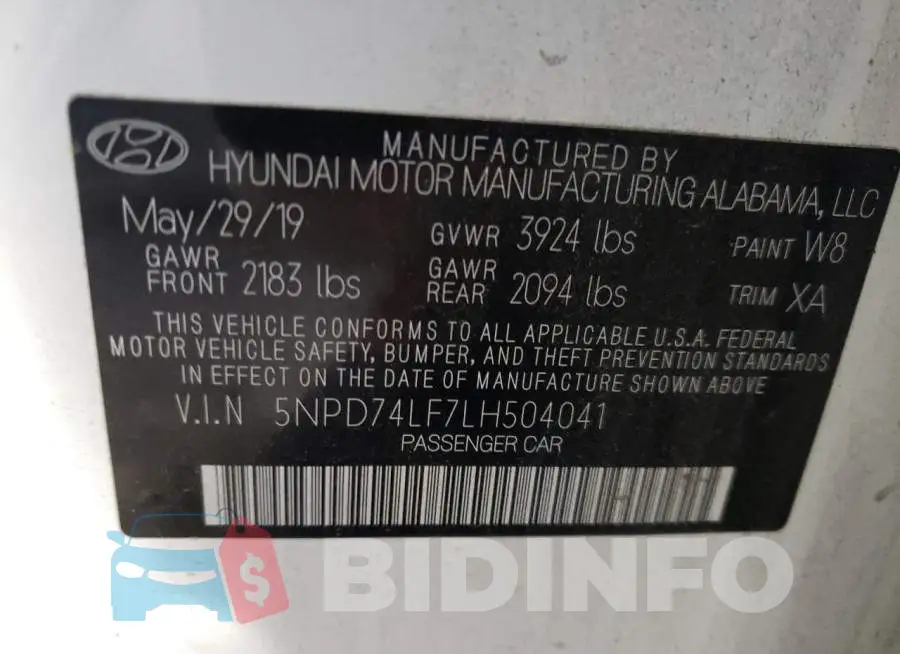 5NPD74LF7LH504041 Photo# 13