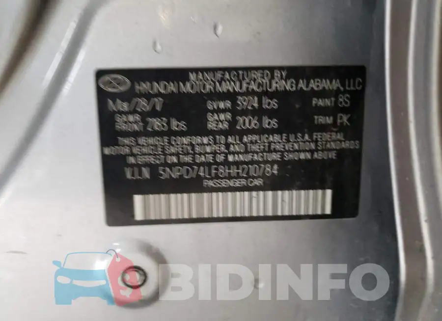 5NPD74LF8HH210784 Photo# 13