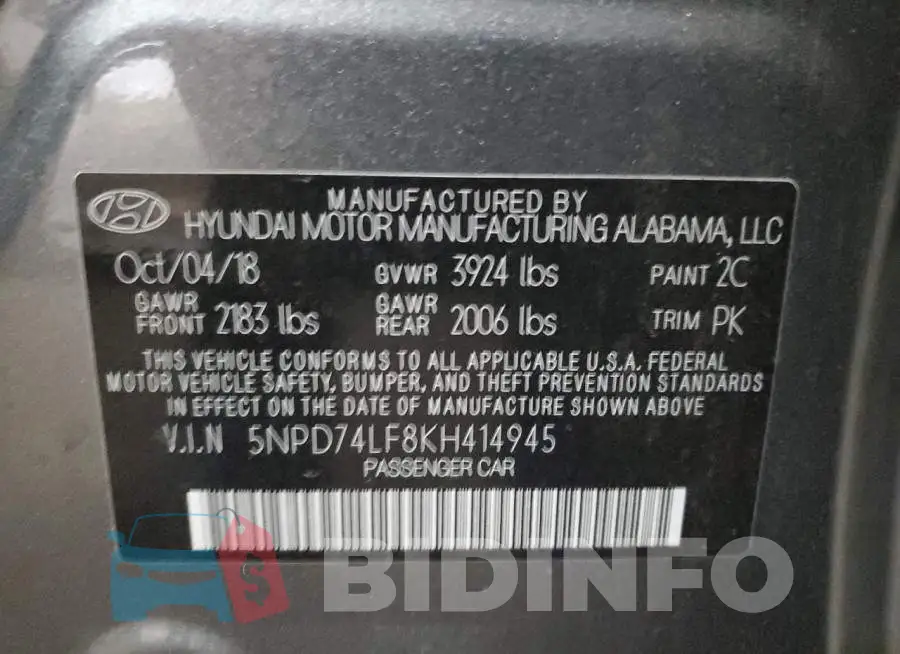 5NPD74LF8KH414945 Photo# 13