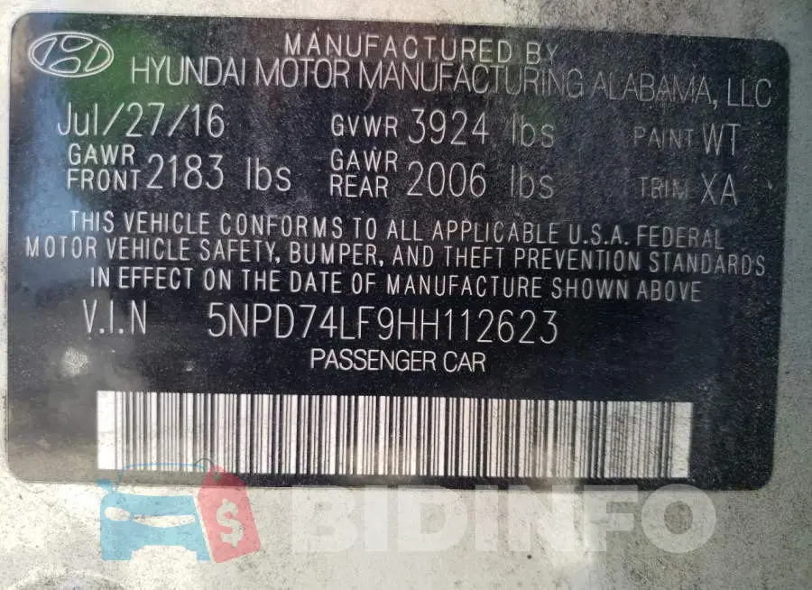 5NPD74LF9HH112623 Photo# 12