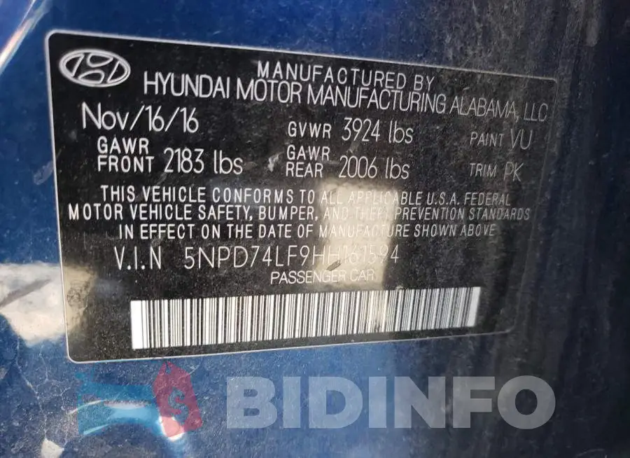 5NPD74LF9HH161594 Photo# 12