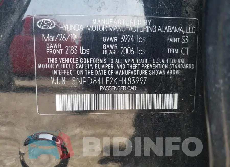 5NPD84LF2KH483997 Photo# 13