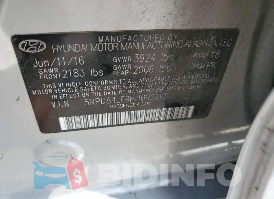 5NPD84LF9HH092113 Photo# 12