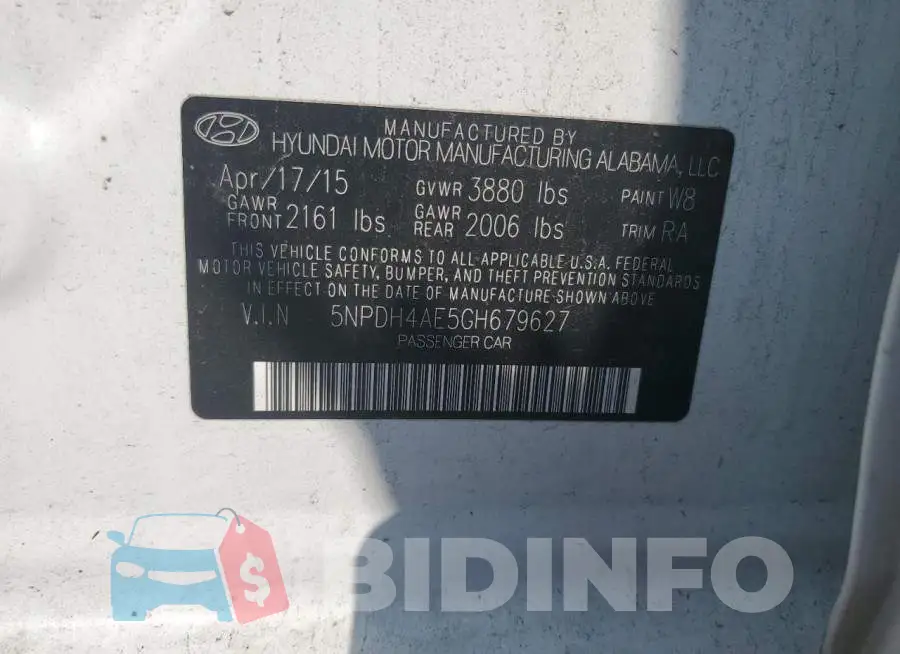 5NPDH4AE5GH679627 Photo# 12