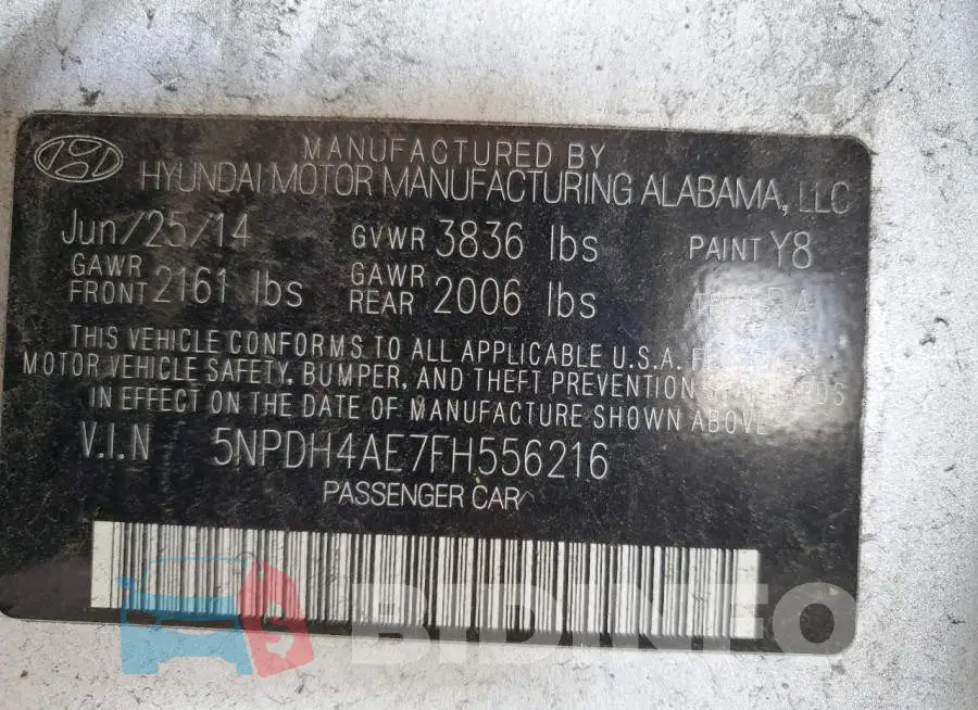 5NPDH4AE7FH556216 Photo# 12