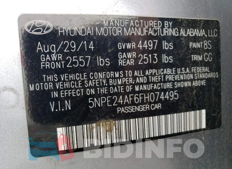 5NPE24AF6FH074495 Photo# 12