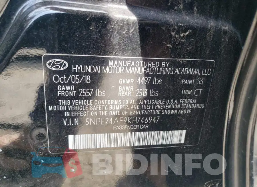 5NPE24AF9KH746947 Photo# 12