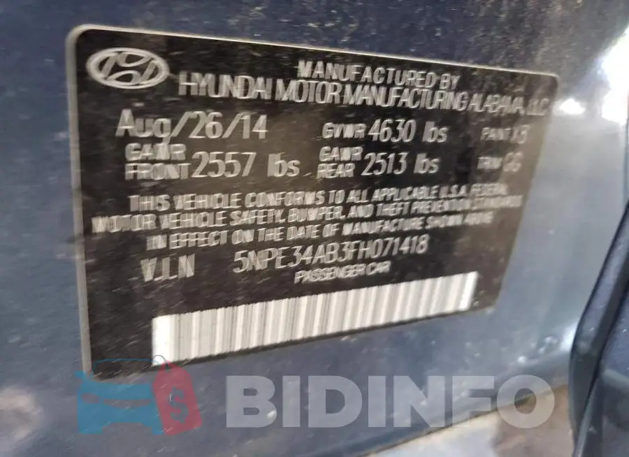5NPE34AB3FH071418 Photo# 12