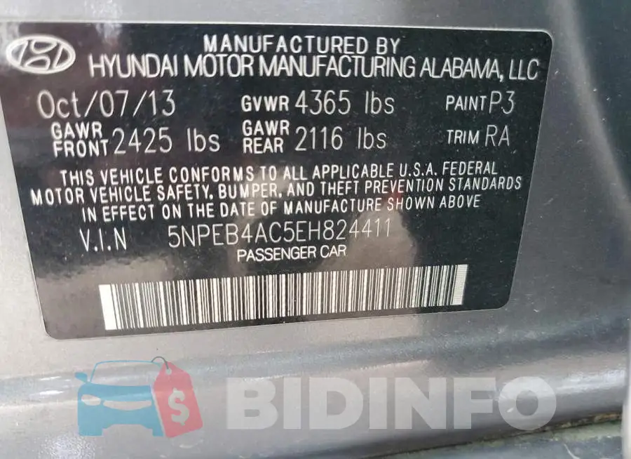 5NPEB4AC5EH824411 Photo# 12