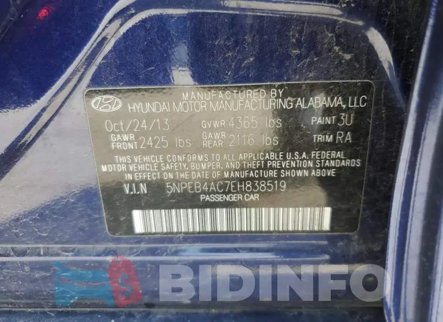 5NPEB4AC7EH838519 Photo# 13