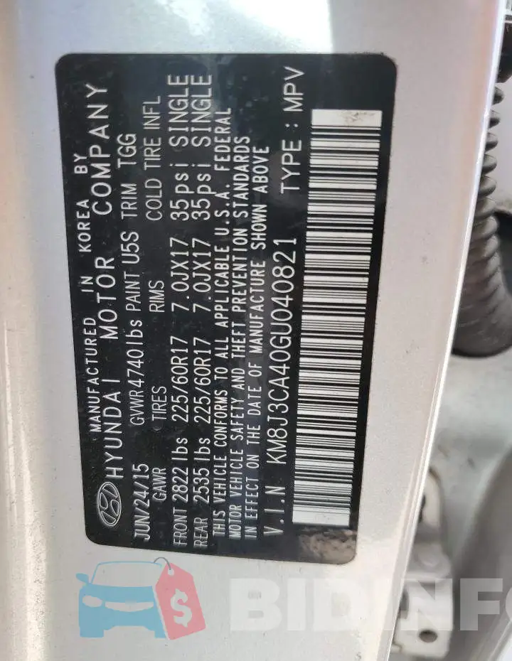 KM8J3CA40GU040821 Photo# 13