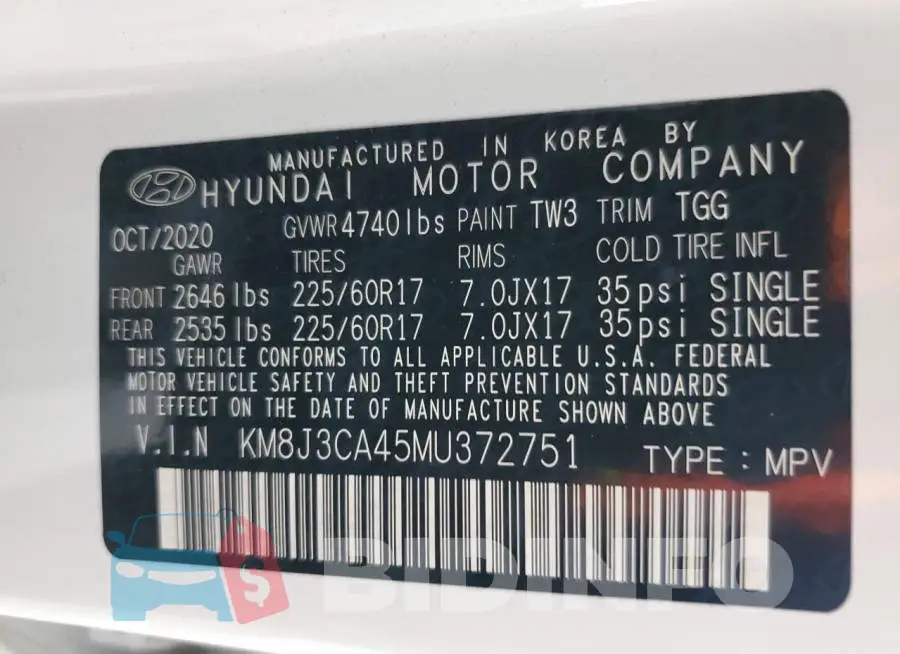 KM8J3CA45MU372751 Photo# 14