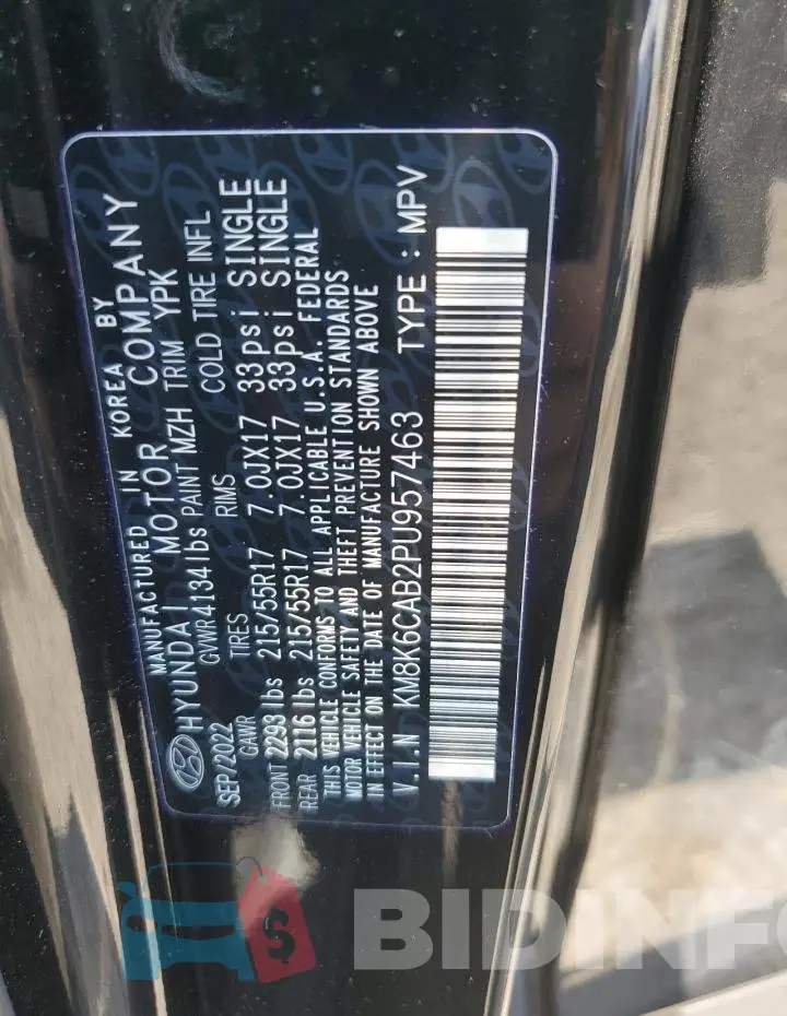 KM8K6CAB2PU957463 Photo# 13