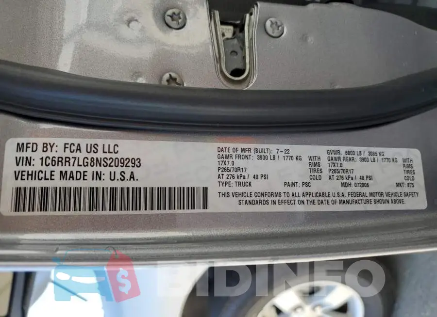 1C6RR7LG8NS209293 Photo# 13