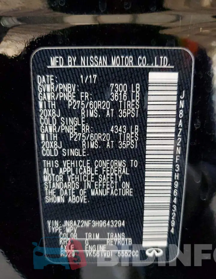 JN8AZ2NF3H9643294 Photo# 13