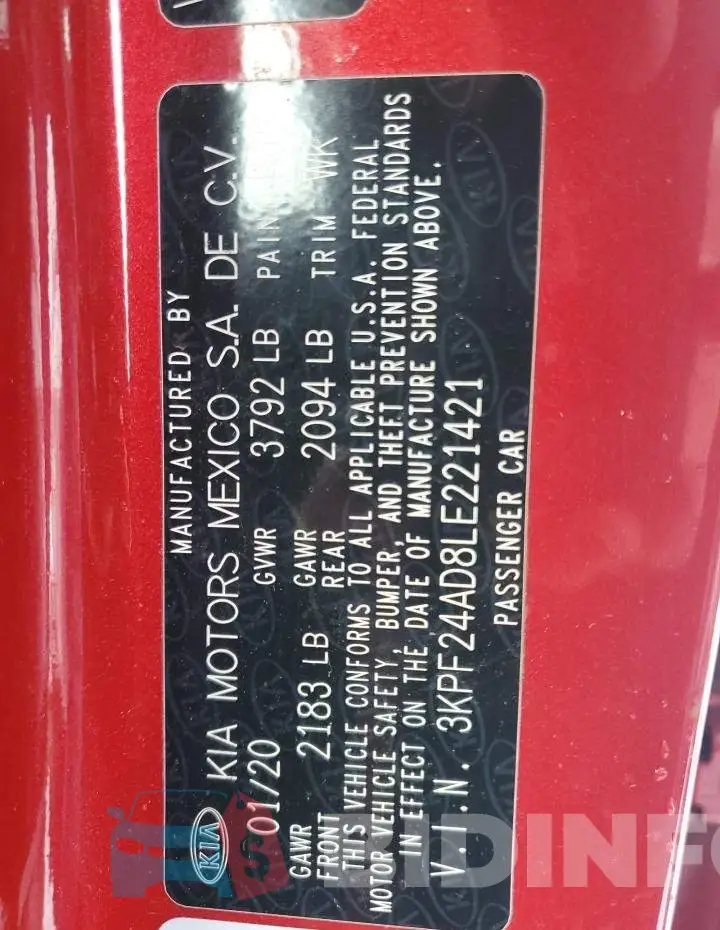 3KPF24AD8LE221421 Photo# 12