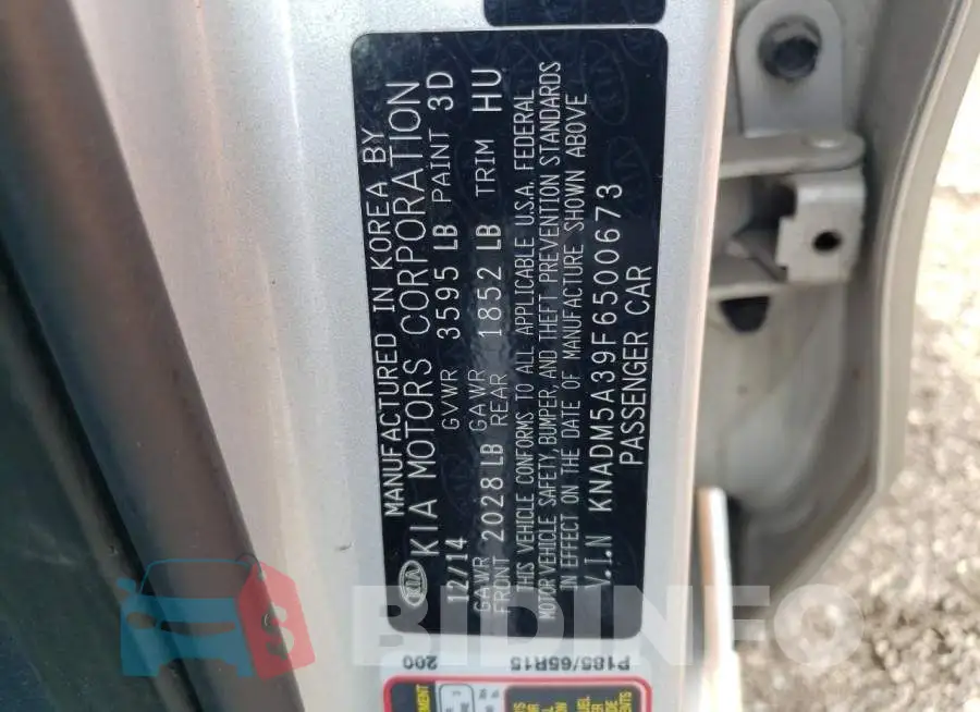 KNADM5A39F6500673 Photo# 13