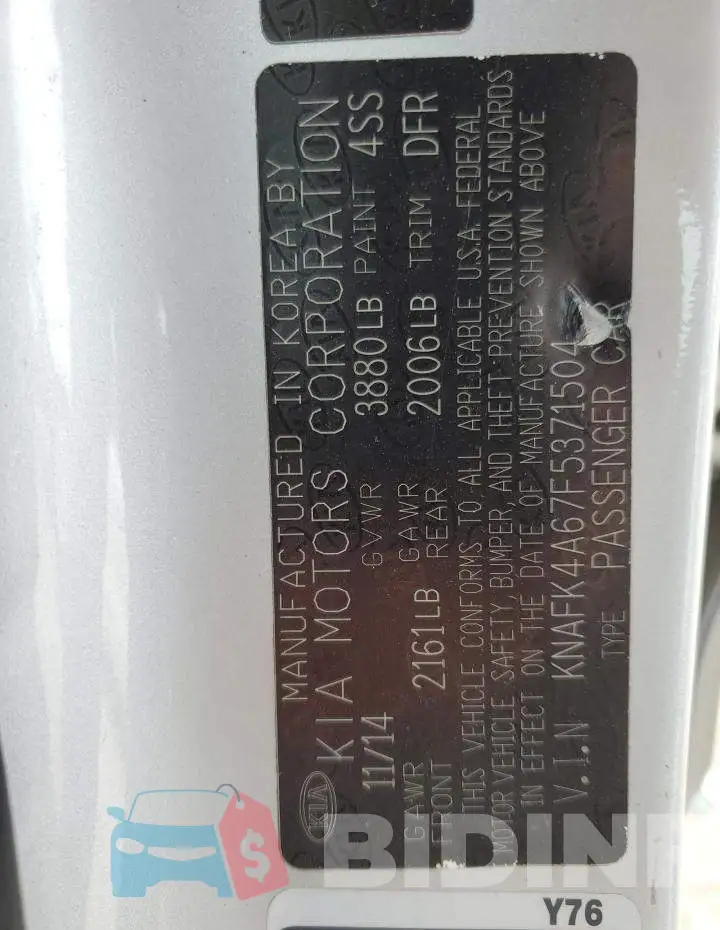KNAFK4A67F5371504 Photo# 12