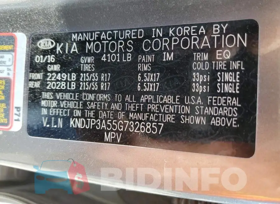 KNDJP3A55G7326857 Photo# 14