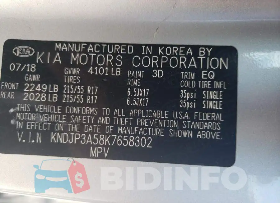KNDJP3A58K7658302 Photo# 13