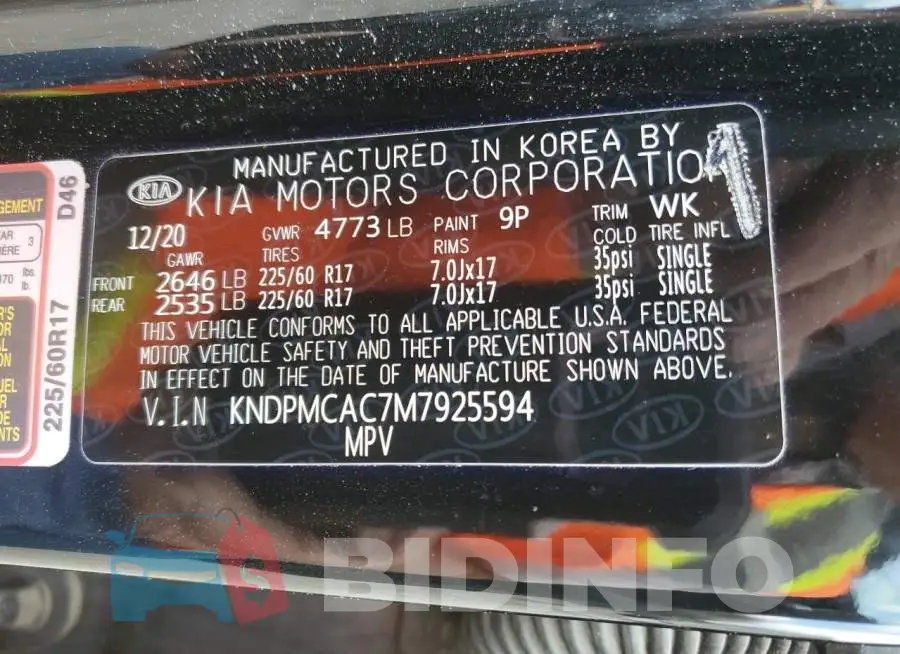 KNDPMCAC7M7925594 Photo# 12