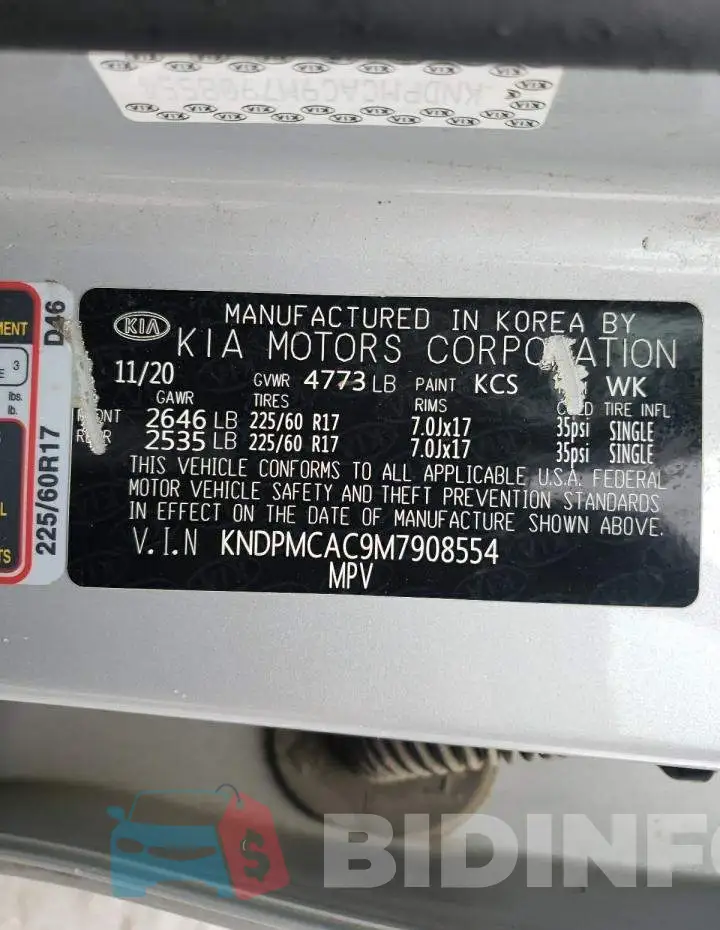 KNDPMCAC9M7908554 Photo# 13