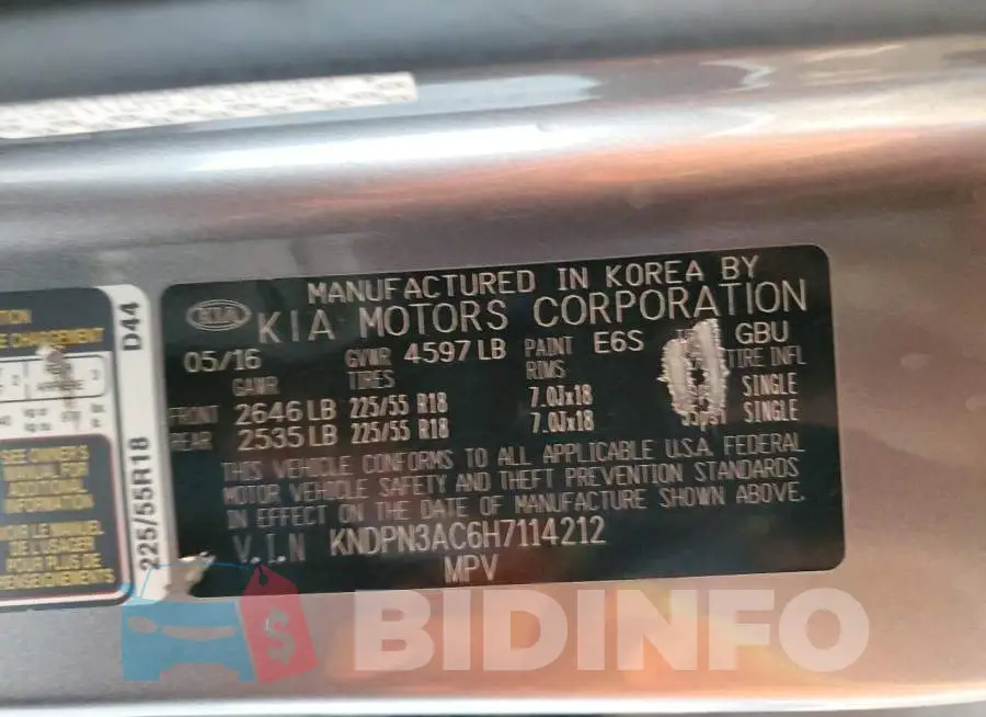 KNDPN3AC6H7114212 Photo# 12