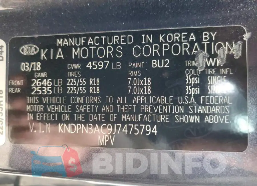 KNDPN3AC9J7475794 Photo# 10