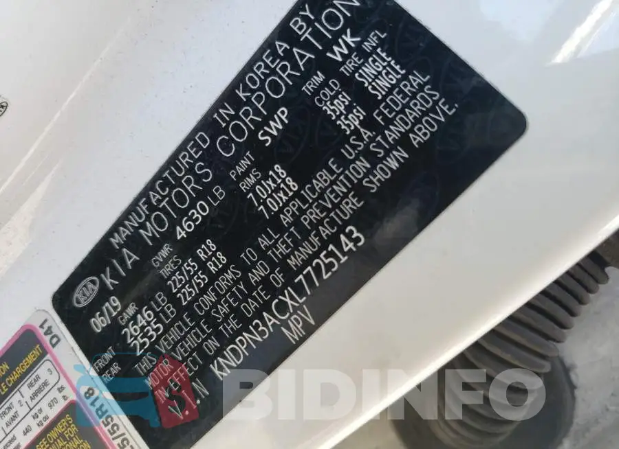 KNDPN3ACXL7725143 Photo# 12