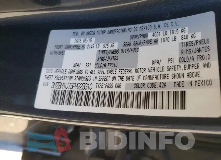 3MZBM1U73FM223310 Photo# 12