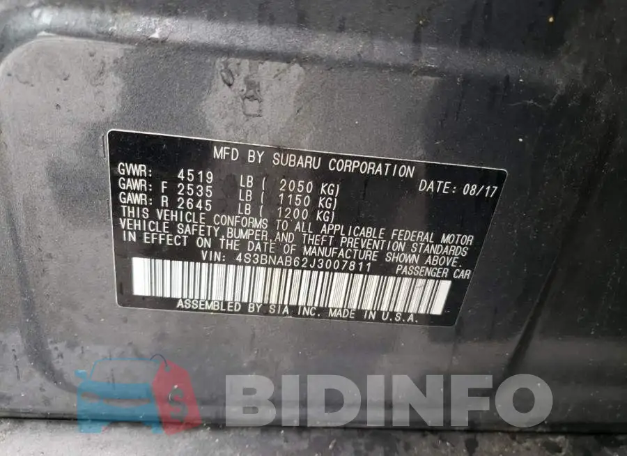 4S3BNAB62J3007811 Photo# 12