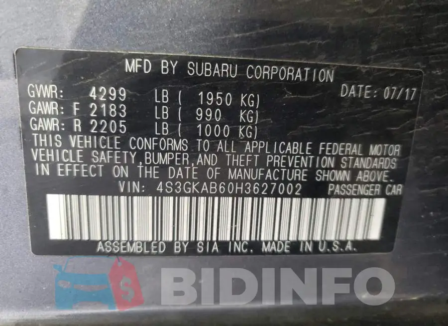 4S3GKAB60H3627002 Photo# 12