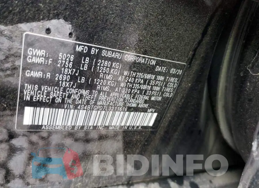 4S4BTGPD7L3211616 Photo# 12