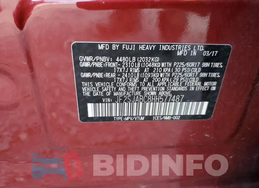 JF2SJABC8HH577487 Photo# 12