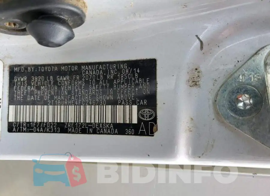 2T1BURHE4FC246730 Photo# 12