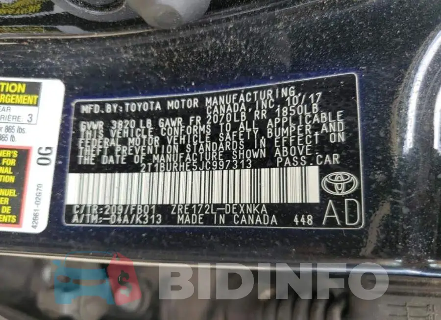 2T1BURHE5JC997313 Photo# 12