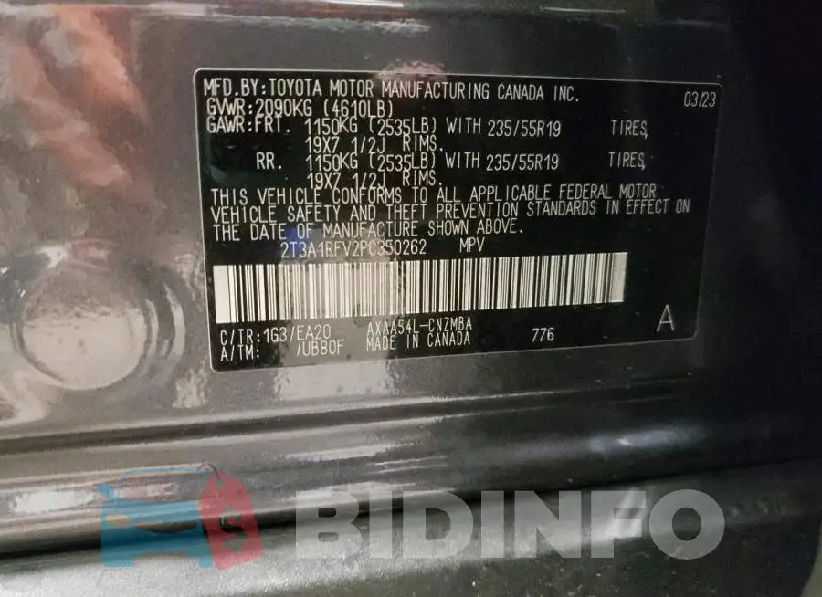 2T3A1RFV2PC350262 Photo# 13