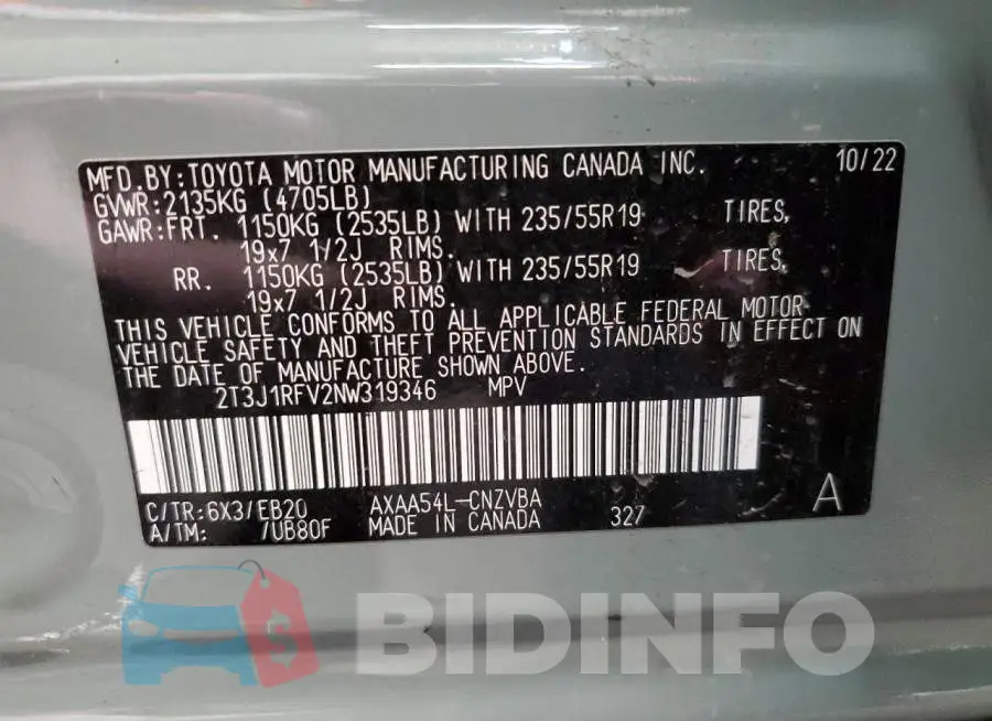 2T3J1RFV2NW319346 Photo# 13