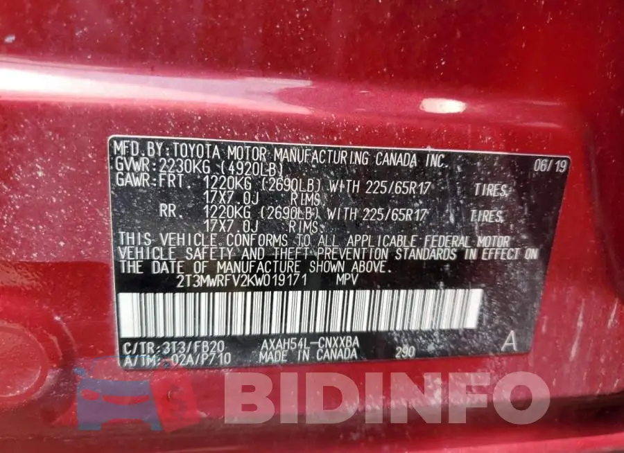 2T3MWRFV2KW019171 Photo# 13