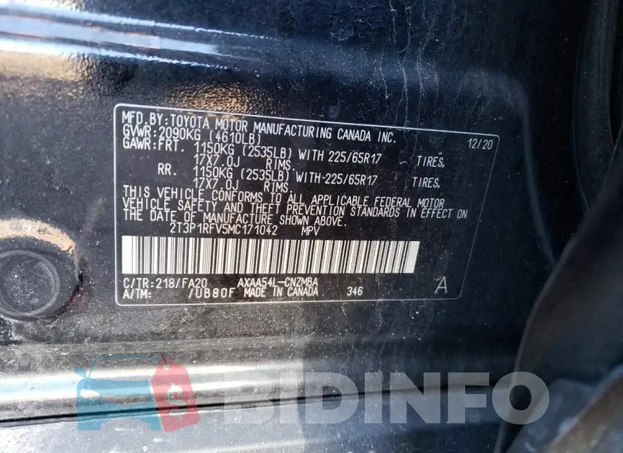 2T3P1RFV5MC171042 Photo# 12